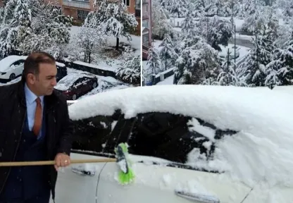 Erzurum'a mevsimin ilk karı yağdı