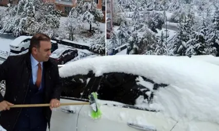 Erzurum'a mevsimin ilk karı yağdı