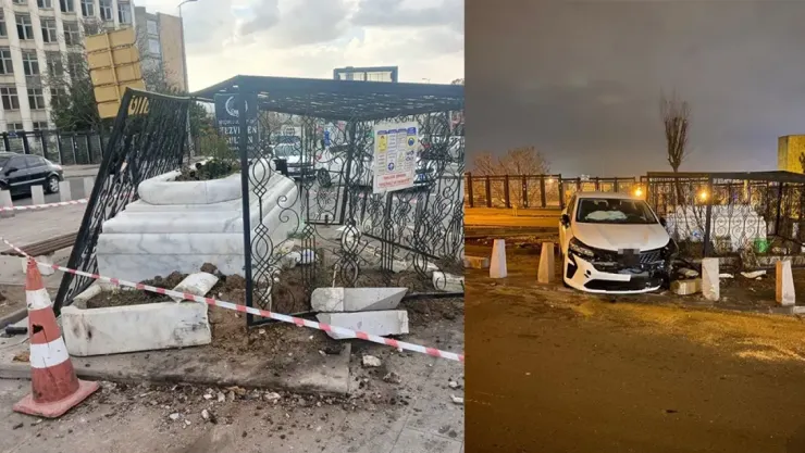 Ankara'daki Tezveren Sultan Türbesi'ne otomobil çarptı